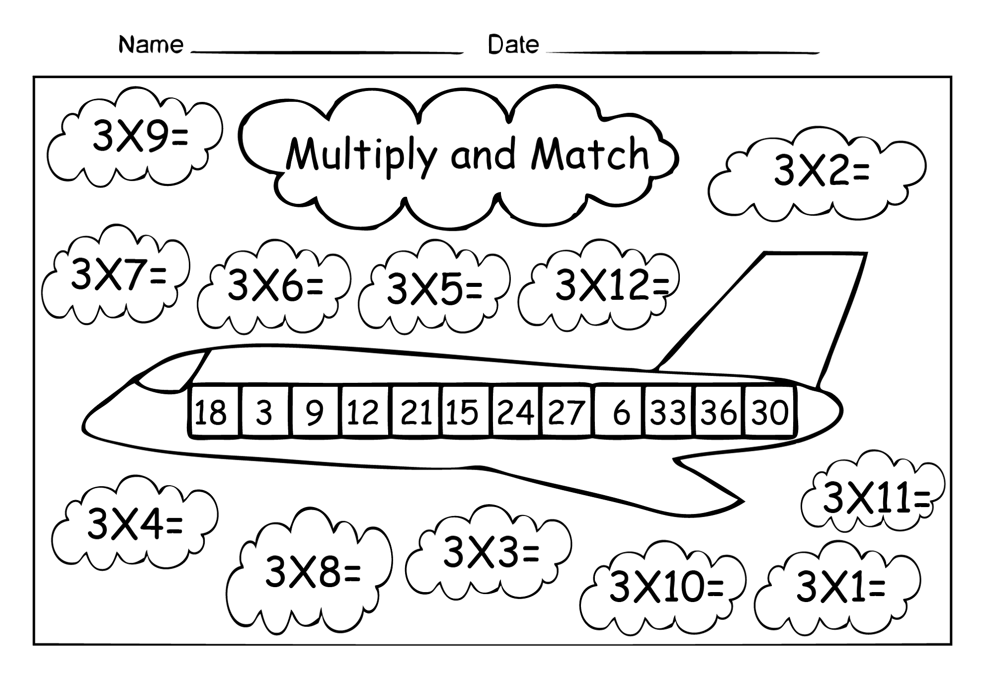 3 Times Table Worksheets Activity Shelter