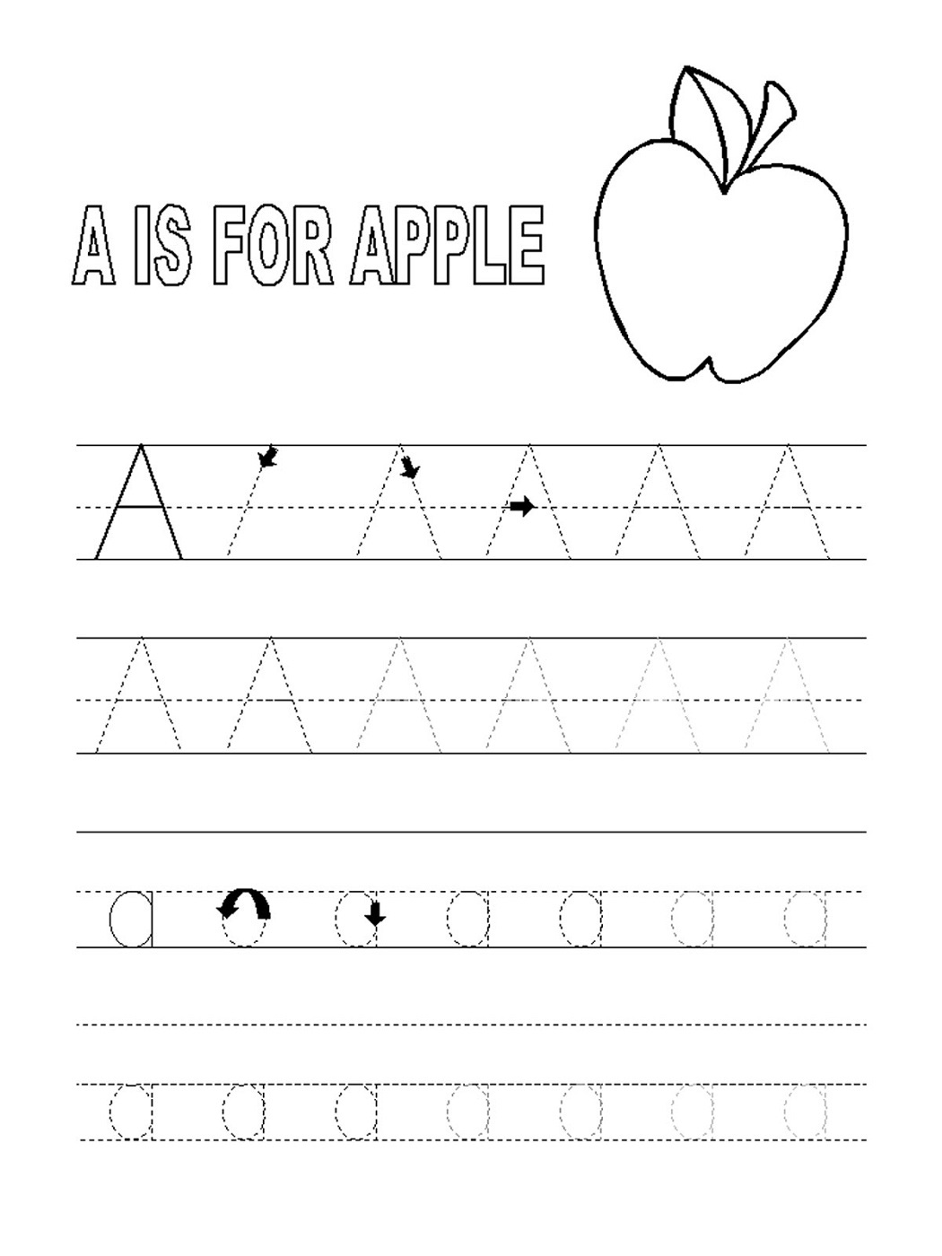 Worksheet To Trace The Letter A