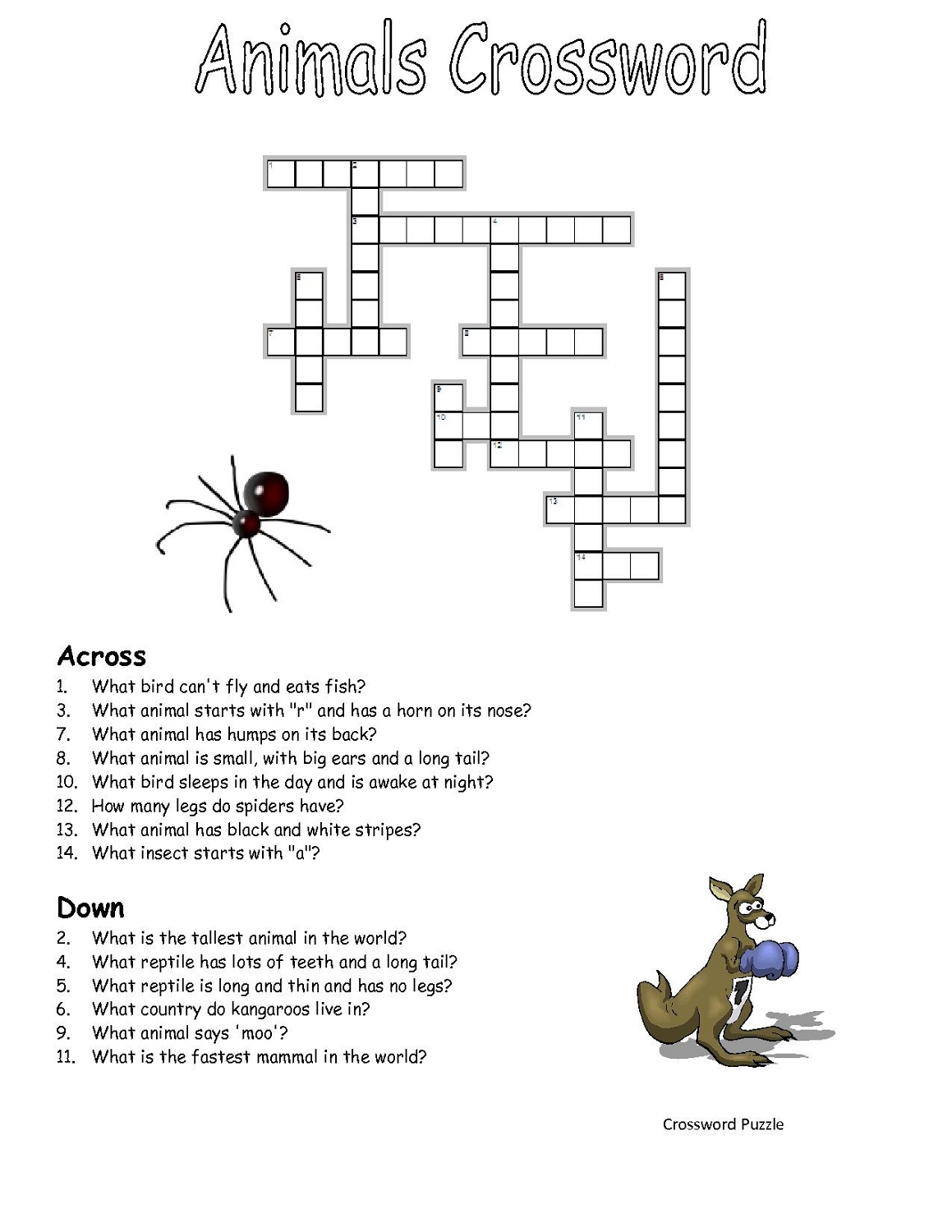 Free Printable Crossword Puzzles For Kids 