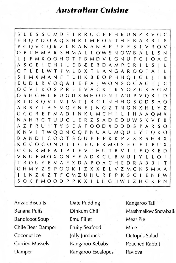 Word Search Food Printable Printable World Holiday