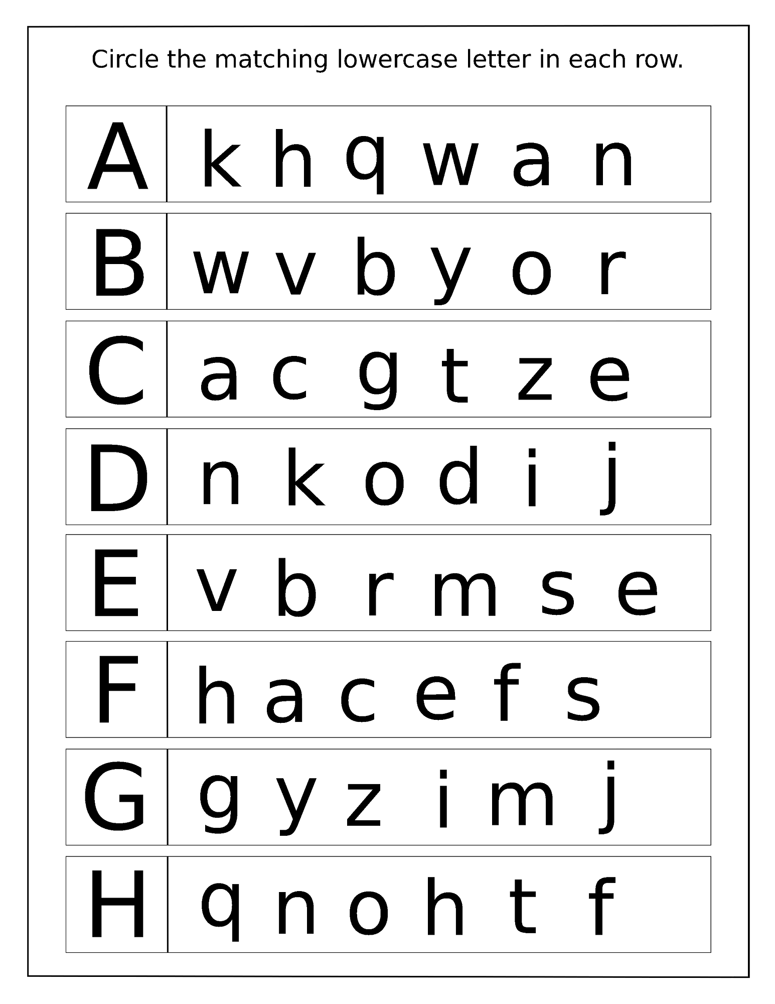 Alphabet Matching Printable Printable Word Searches