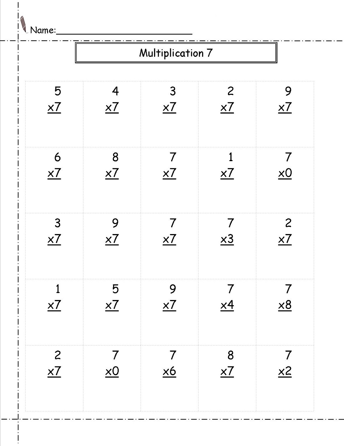 7 Times Table Worksheets Activity Shelter