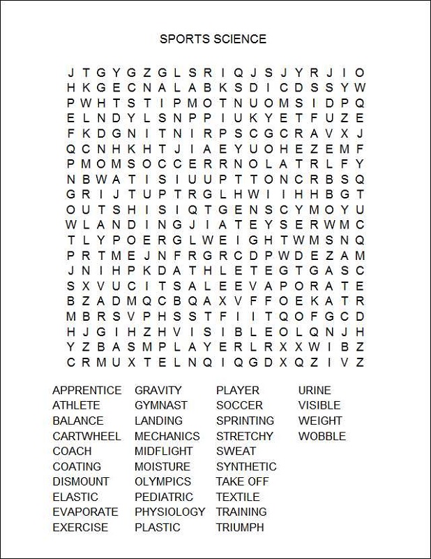 Word Search Printable Sports