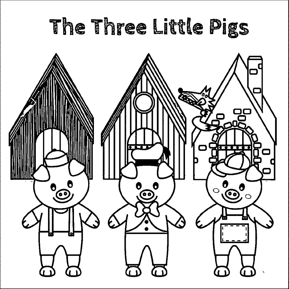 Three Little Pigs Free Colouring Pages