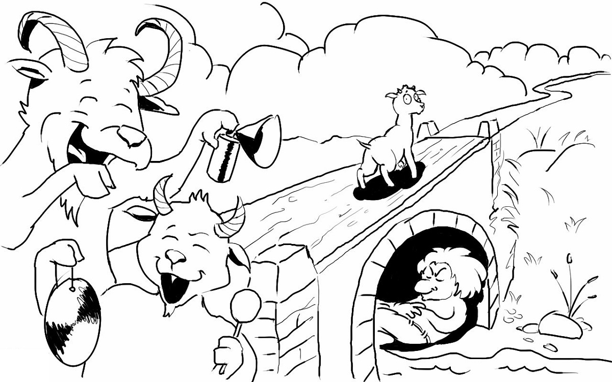 3 Billy Goats Gruff Coloring Pages Sketch Coloring Page