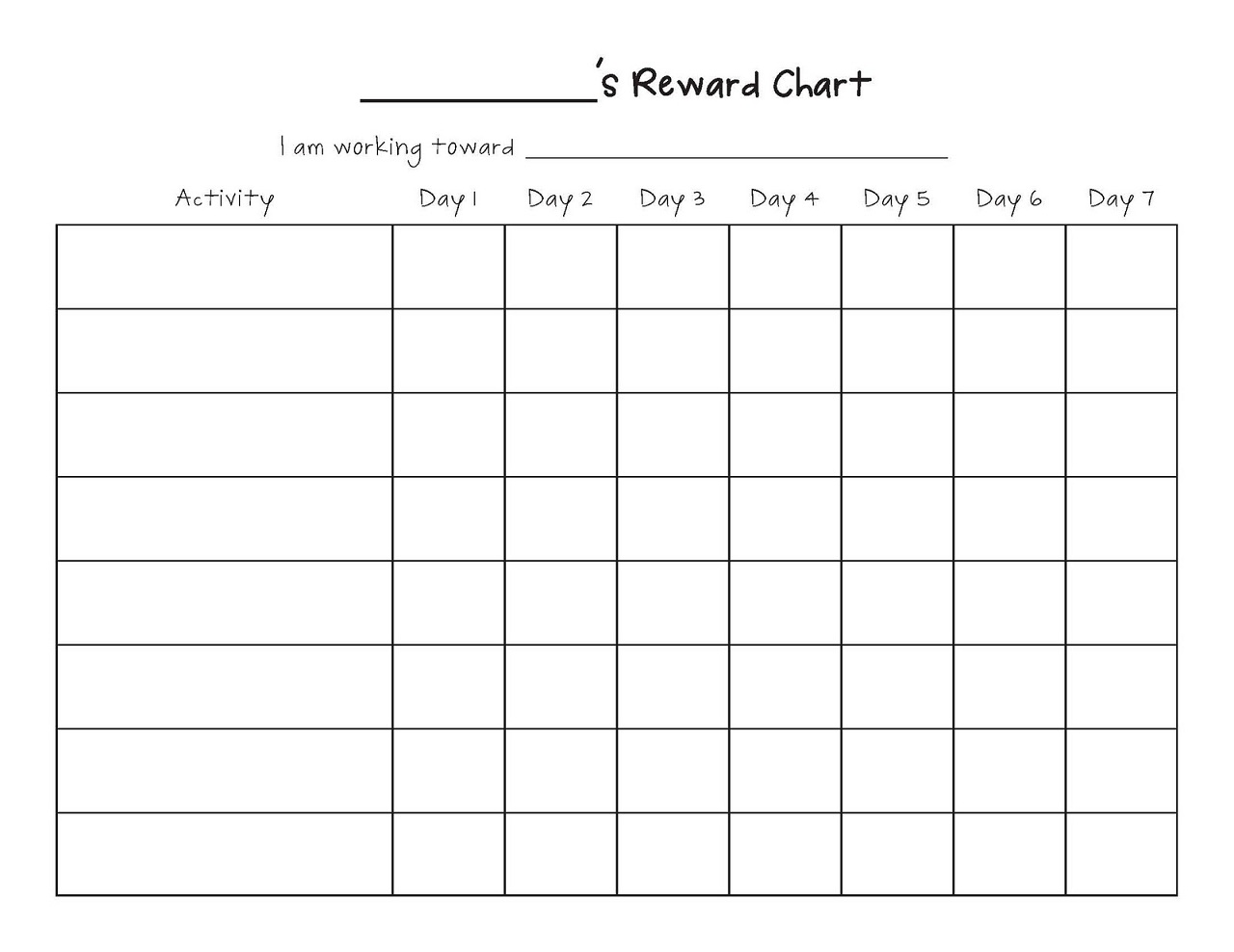 Printable Reward Chart Template Activity Shelter