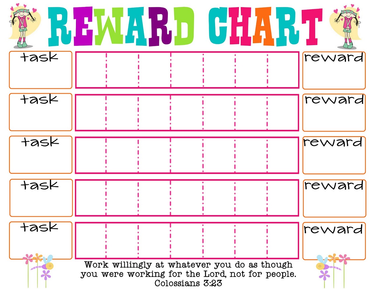 Free Printable Reward Chart Template
