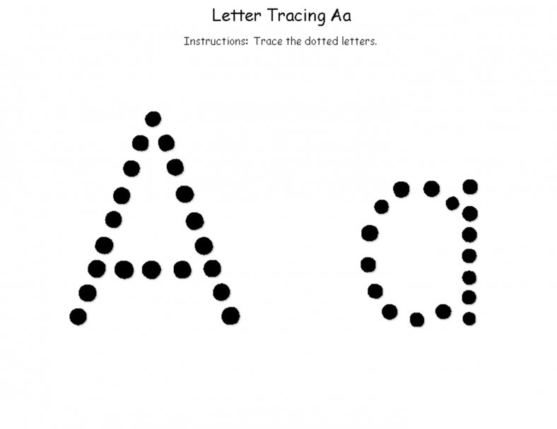 tracing the letter a dot Activity Shelter