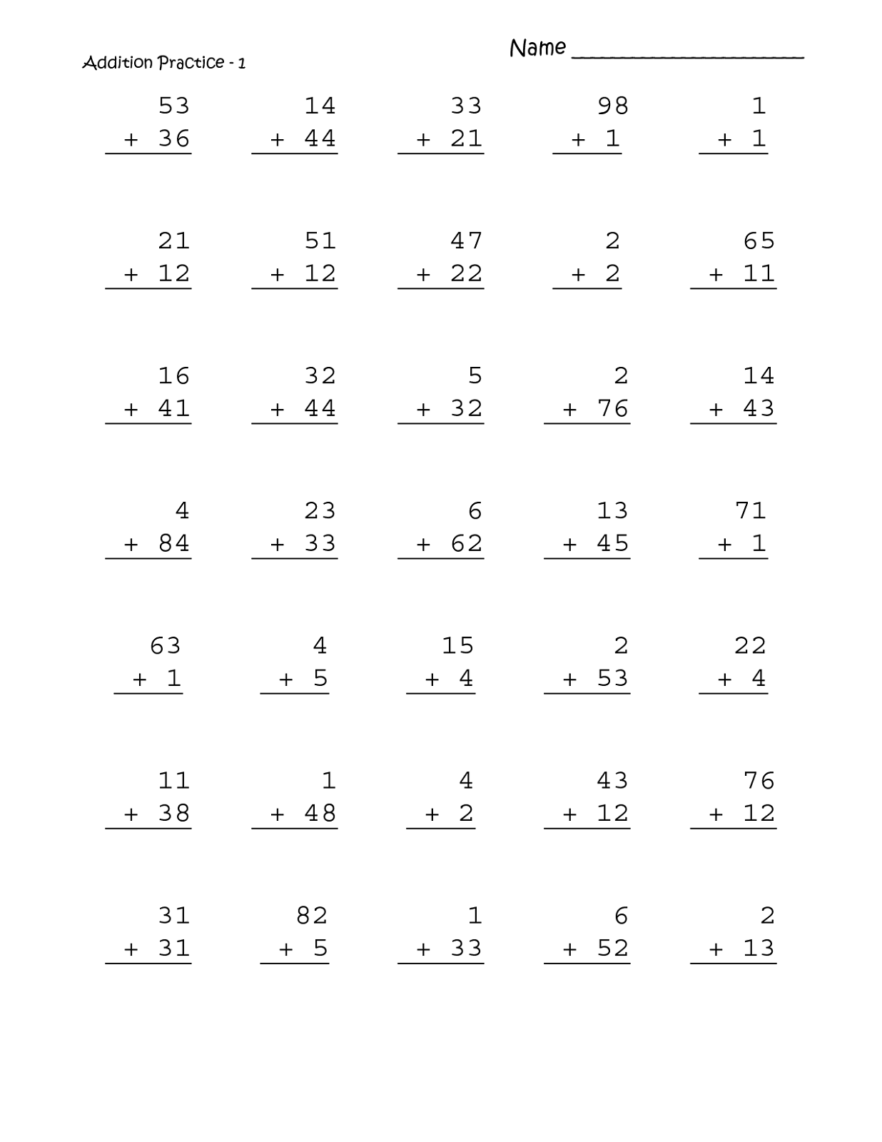 Grade 1 Addition Printable Worksheets And Exercises A70