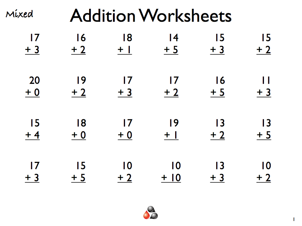 Worksheet On Addition For Class 1