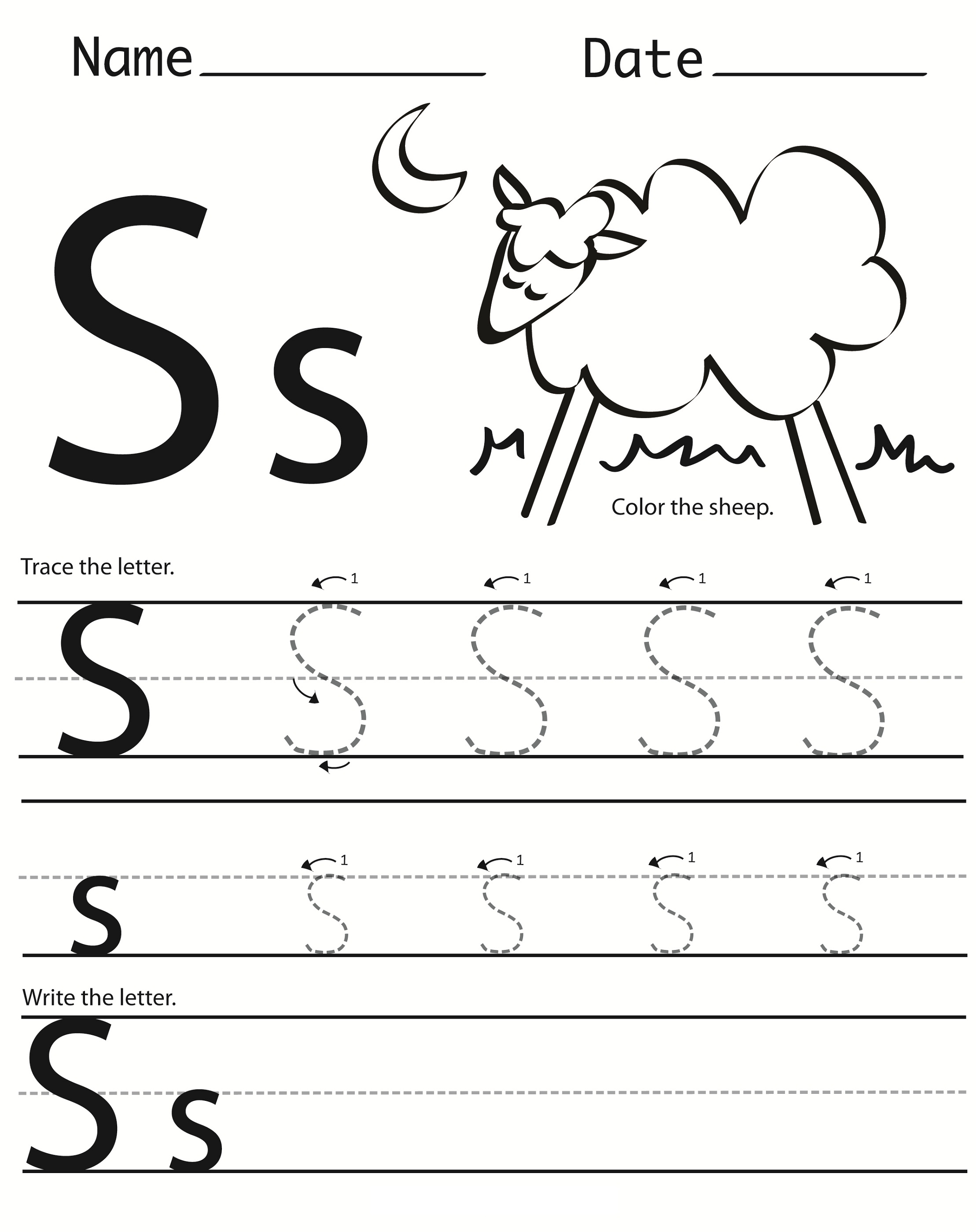 Lowercase Letter S Worksheets For Preschoolers