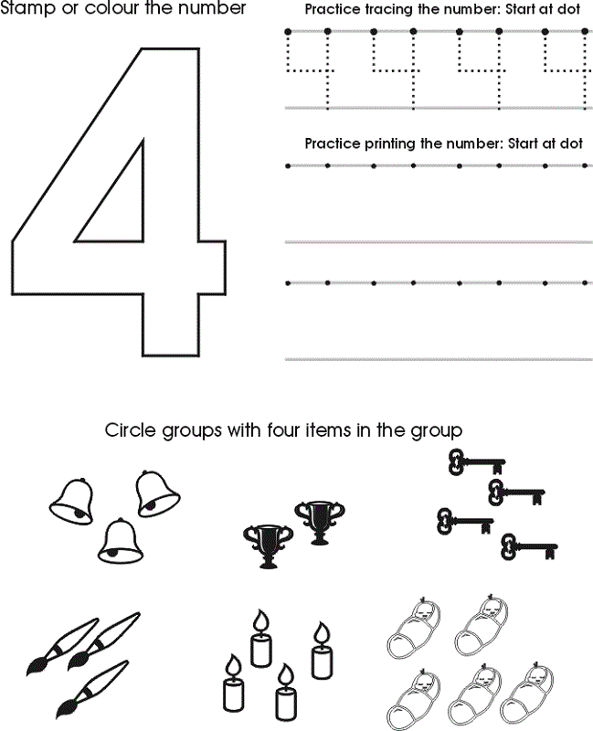 Number 4 Worksheets For Children Activity Shelter