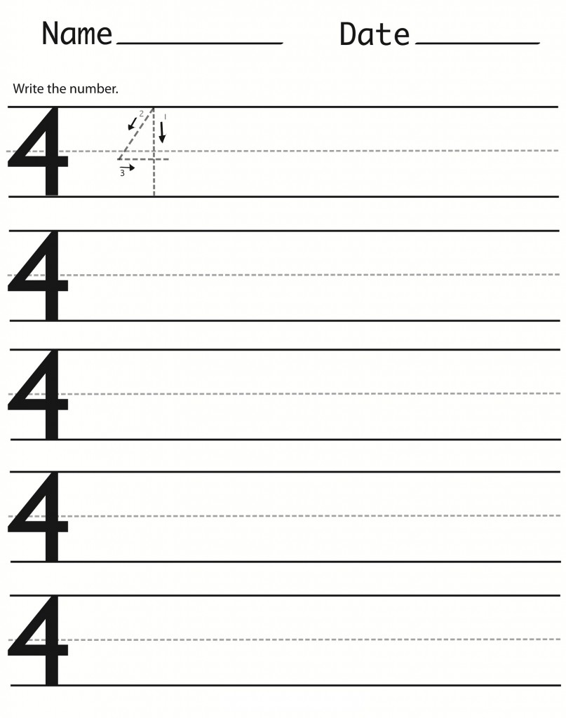 Number 4 Worksheets For Children Activity Shelter