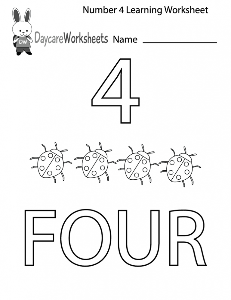 Number 4 Worksheets For Children Activity Shelter