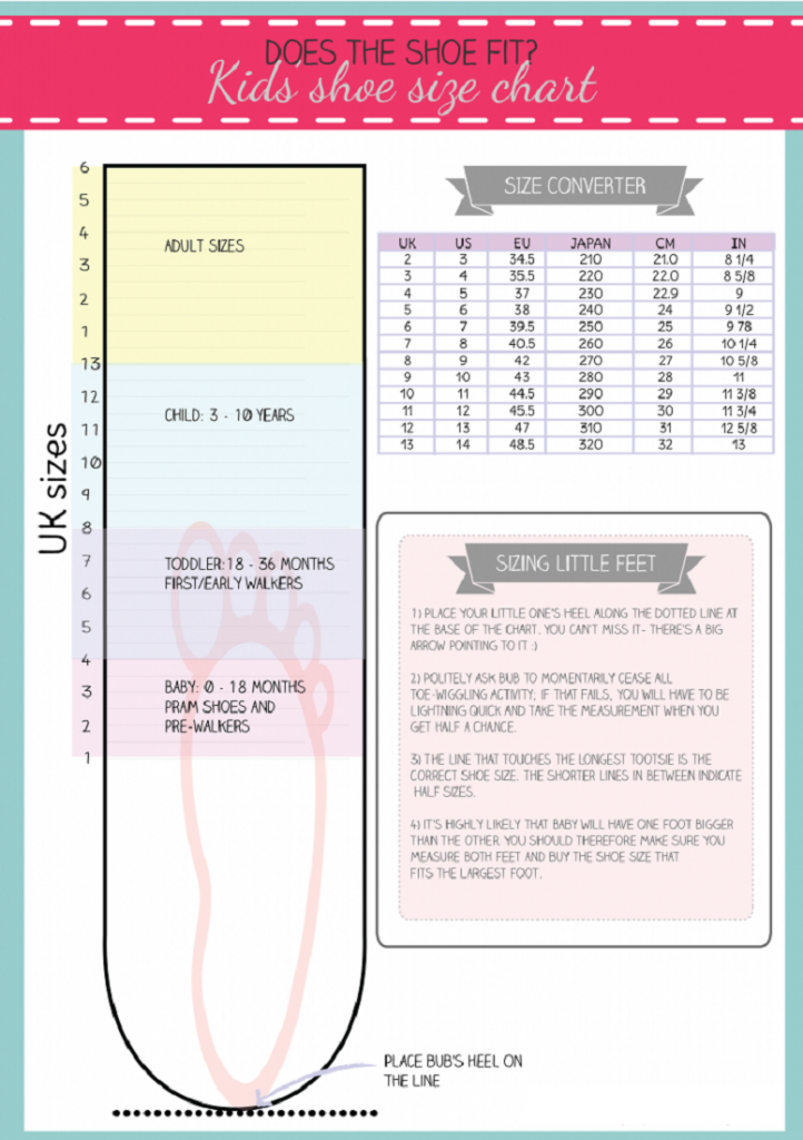 Printable Shoe Size Chart Activity Shelter