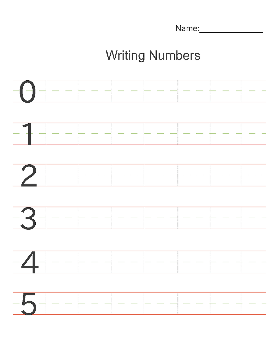 Writing Numbers Practice Worksheet