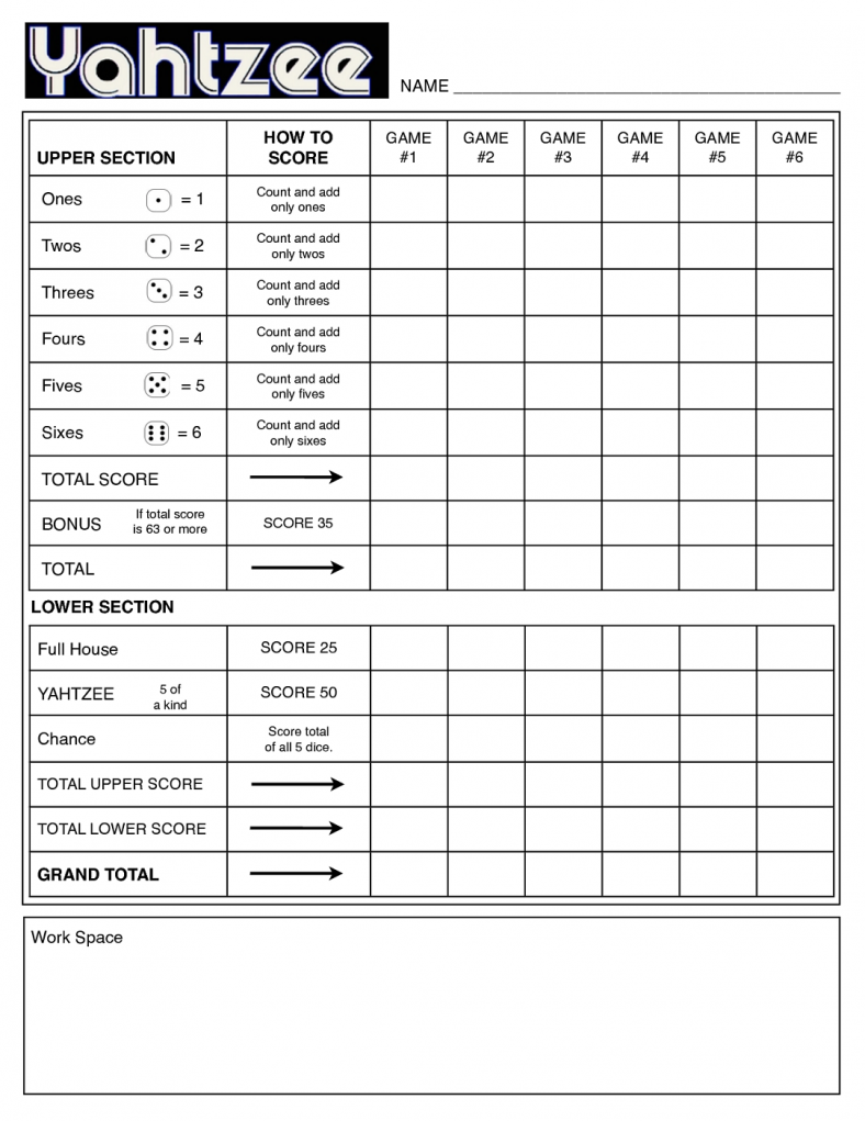 yahtzee score sheets printable activity shelter