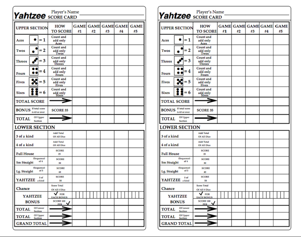 yahtzee score sheets printable activity shelter part 1400