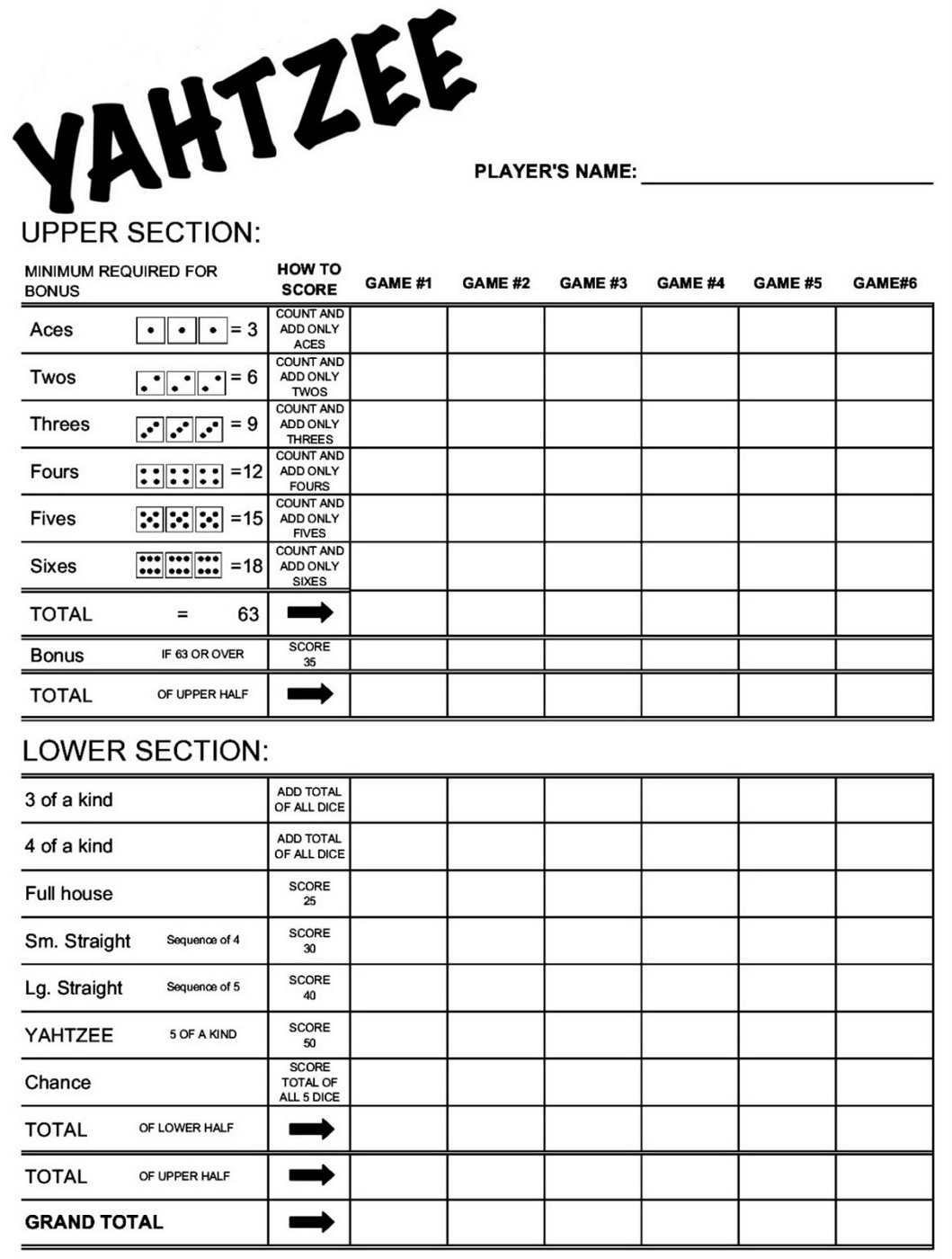 Top Yahtzee Printable Score Sheets | Mitchell Blog