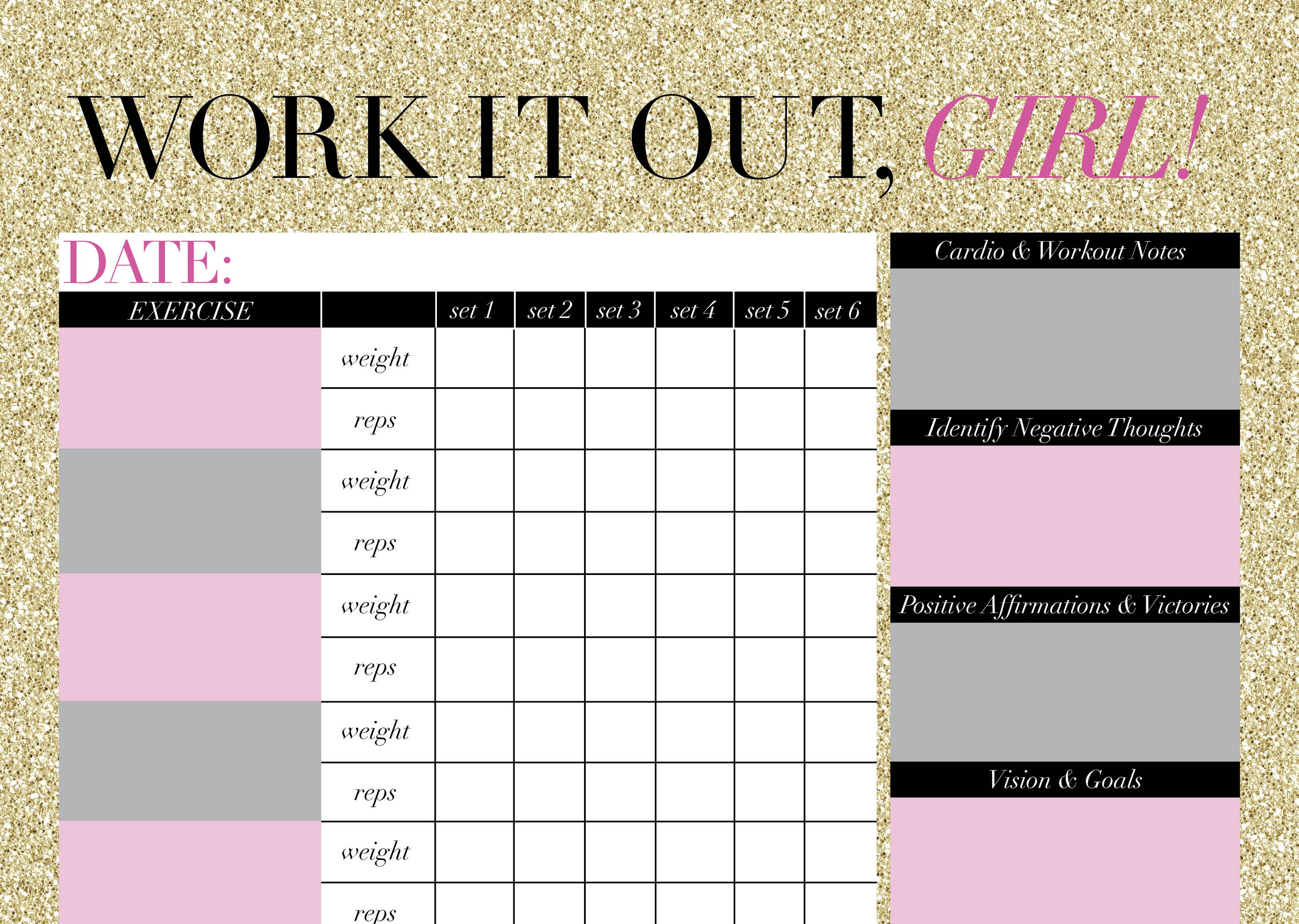 Printable Workout Calendar Activity Shelter