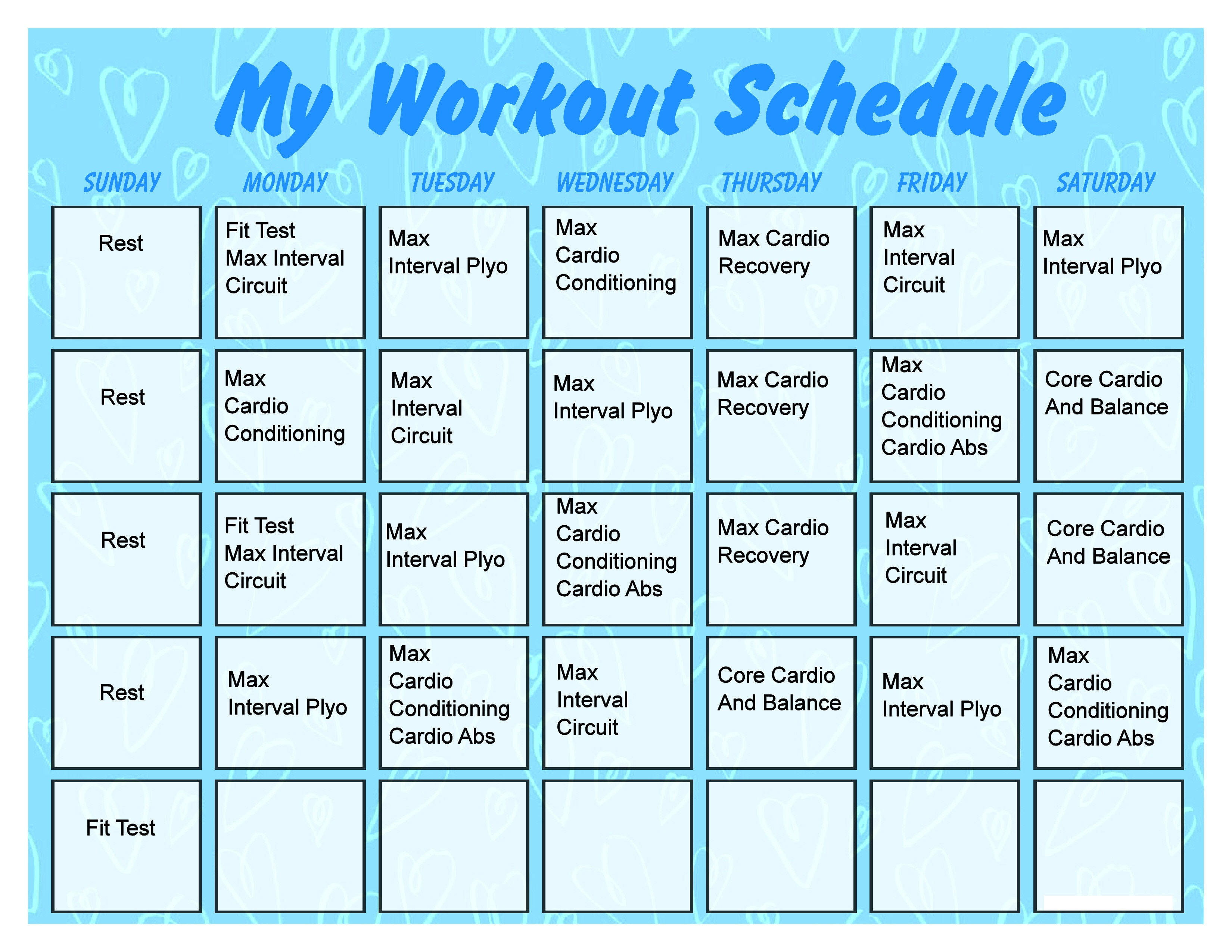 Printable Workout Calendar | Activity Shelter