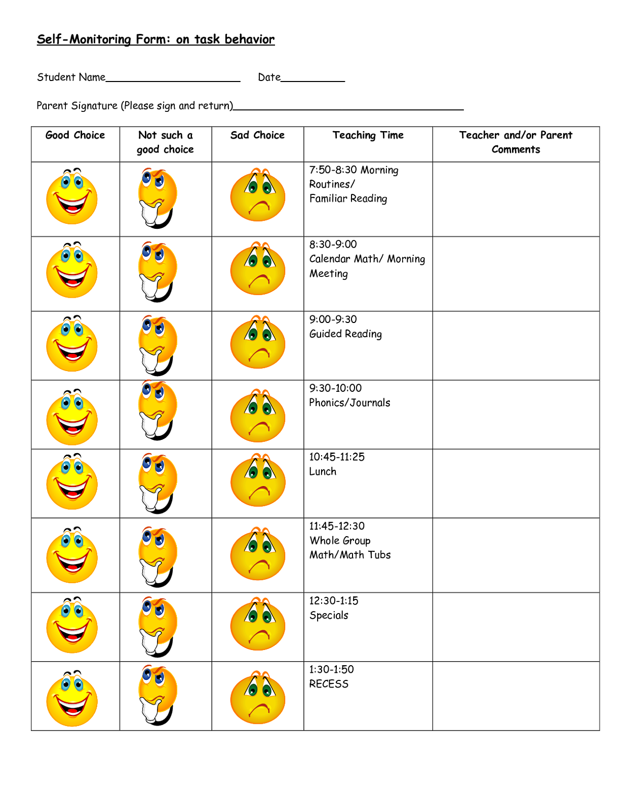 Behavior Charts Printable for Kids | Activity Shelter
