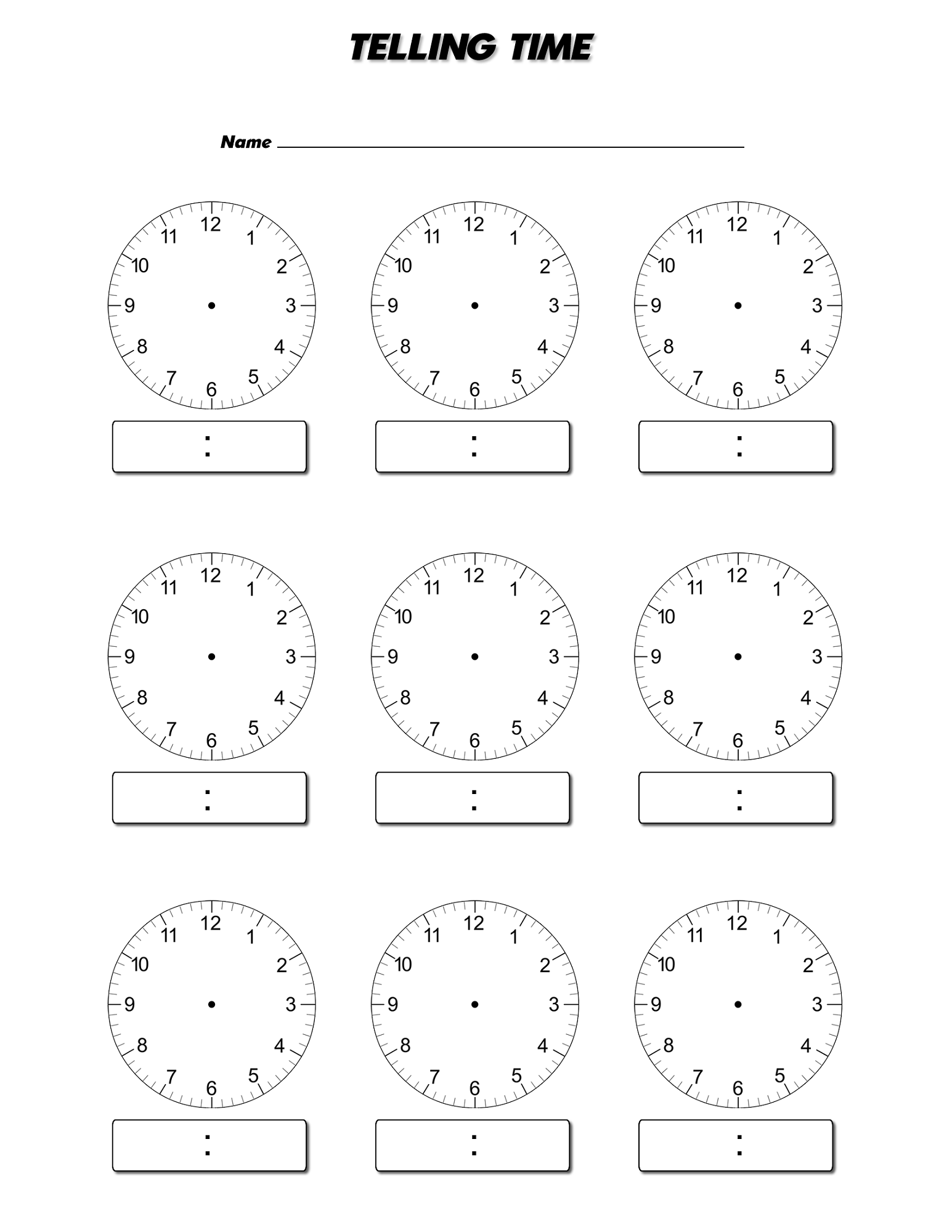 Clock Printable Worksheet