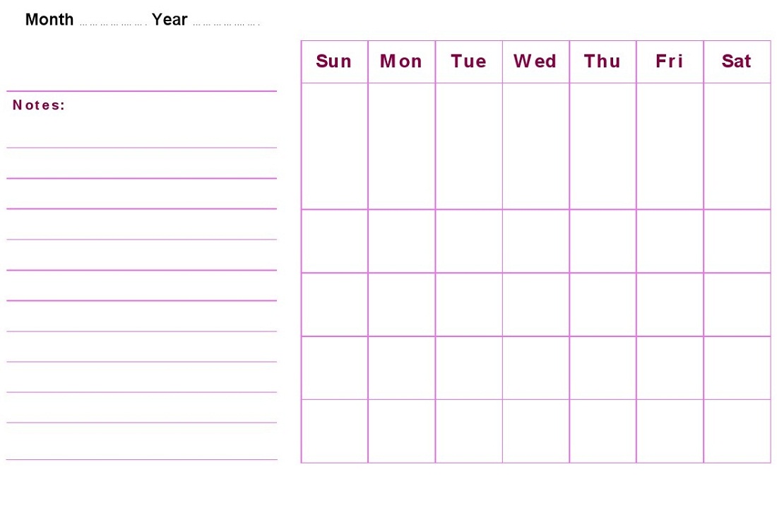 Blank Weekly Calendars Printable Activity Shelter Free 10 Sample 