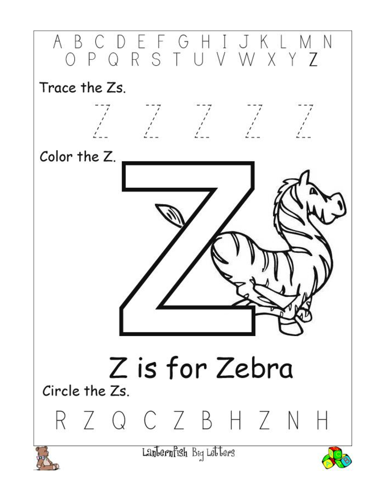 Free Printable Letter Z Worksheets For Preschoolers