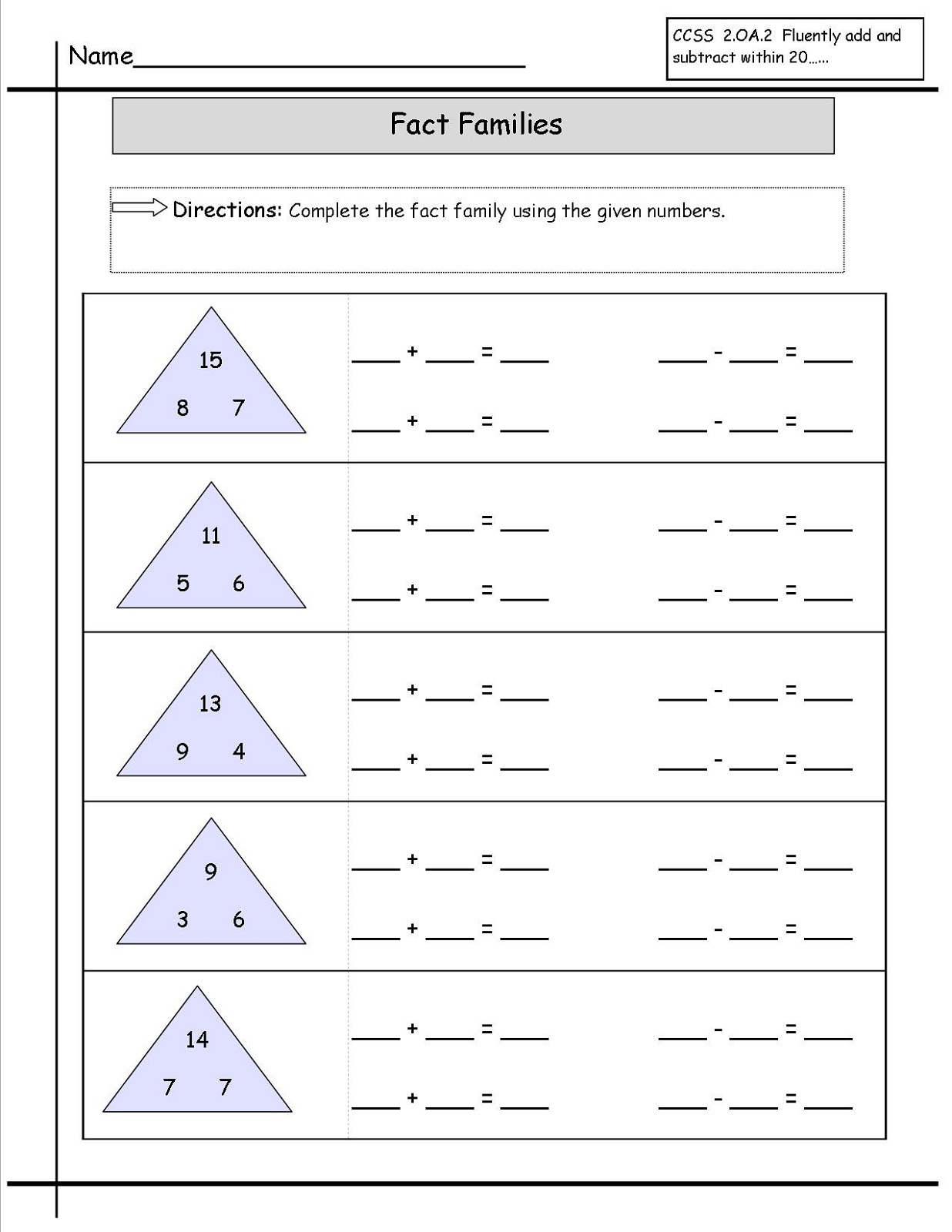 Number Family Worksheets Kindergarten