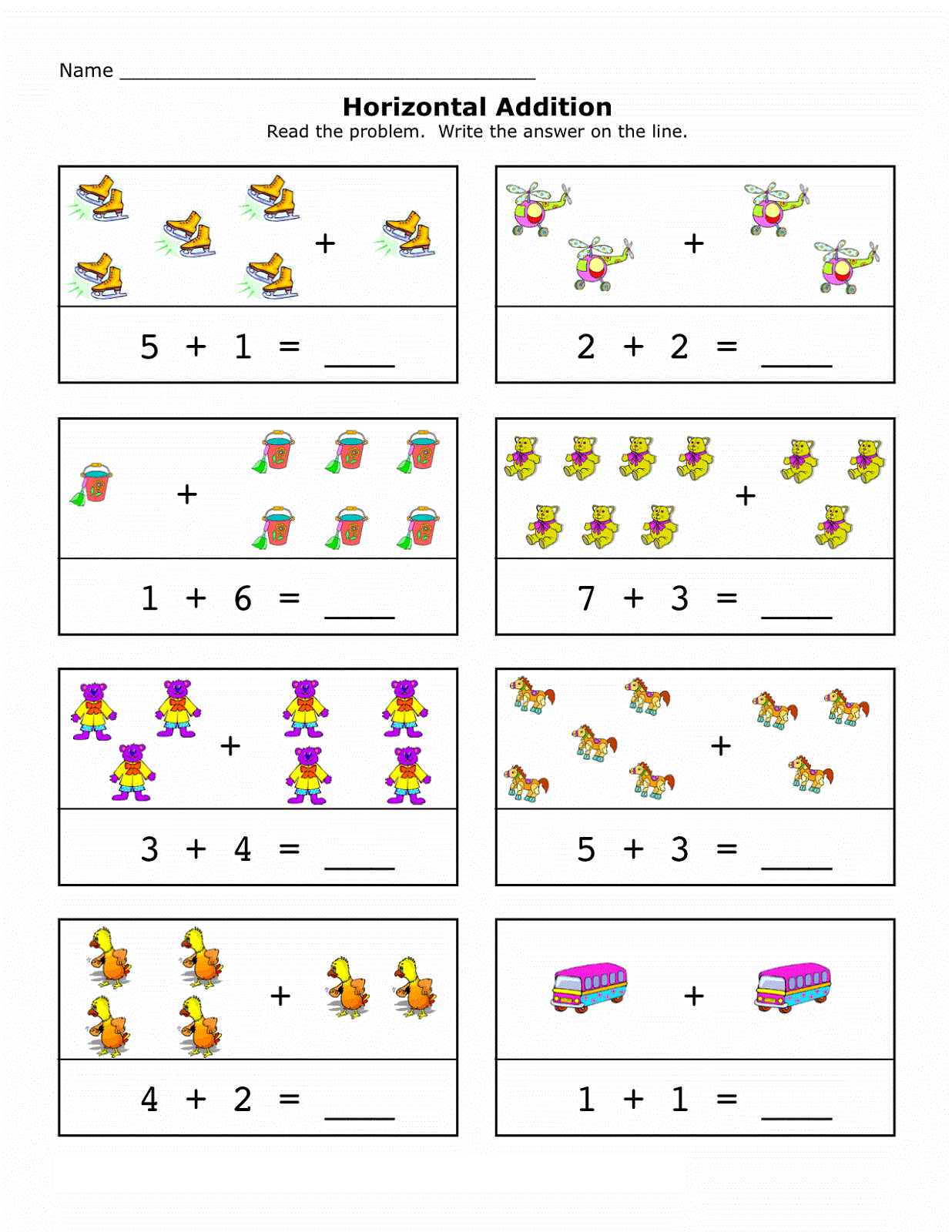Addition More Page Worksheets