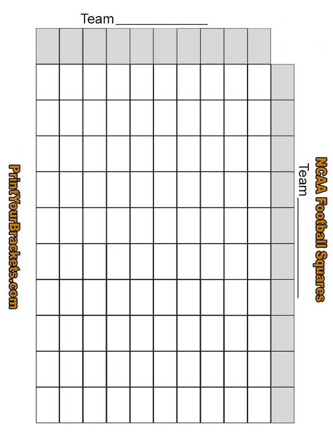 Full Page Free Printable Football Squares 100 Free Printable Templates