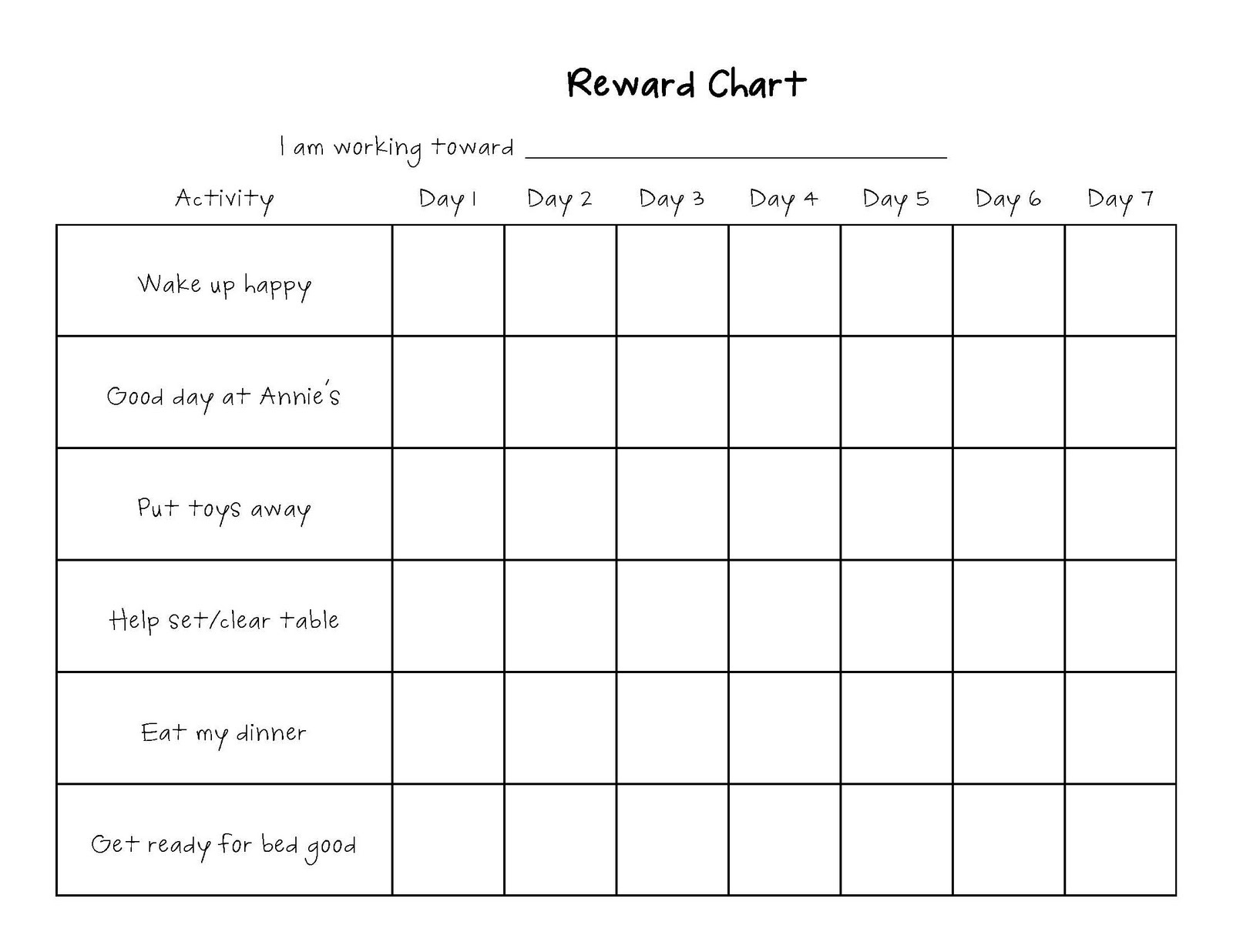 Free Printable Editable Reward Chart Template Free Printable Templates