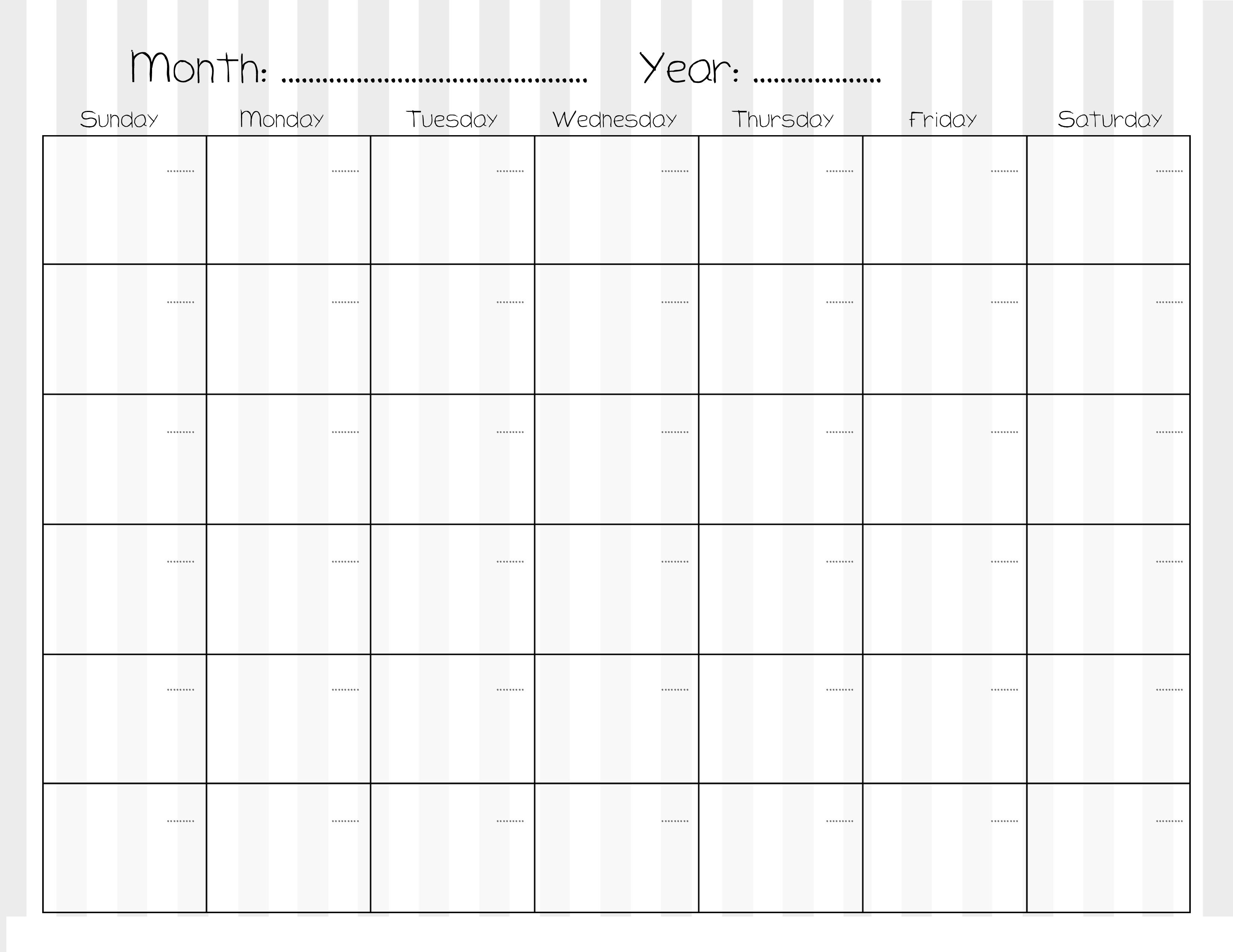 Free Fillable Calendar Template