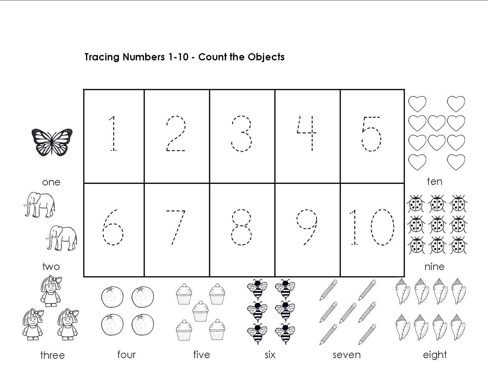 Tracing Numbers 1 10 Worksheets Activity Shelter