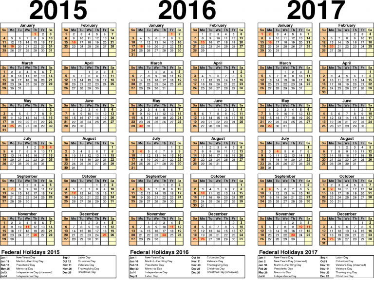 2016 Yearly Calendars with Holidays | Activity Shelter