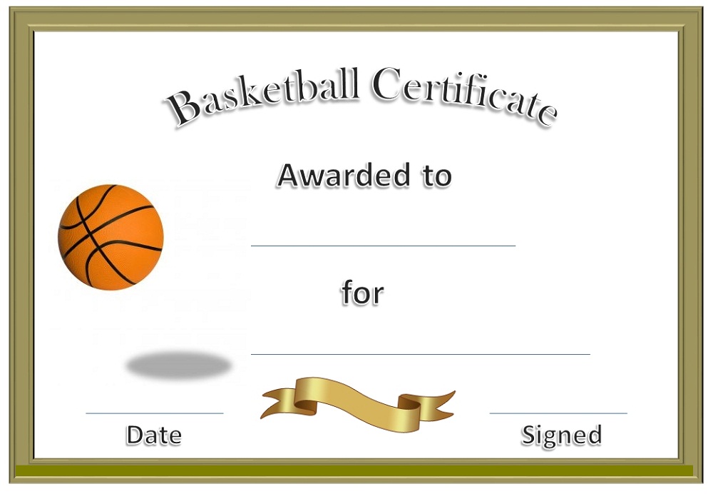 Basketball Award Certificate to Print Activity Shelter