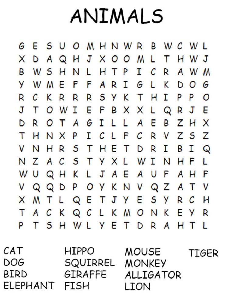 Free And Printable Word Searches