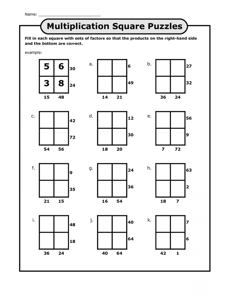 Multiplication Worksheet Puzzle