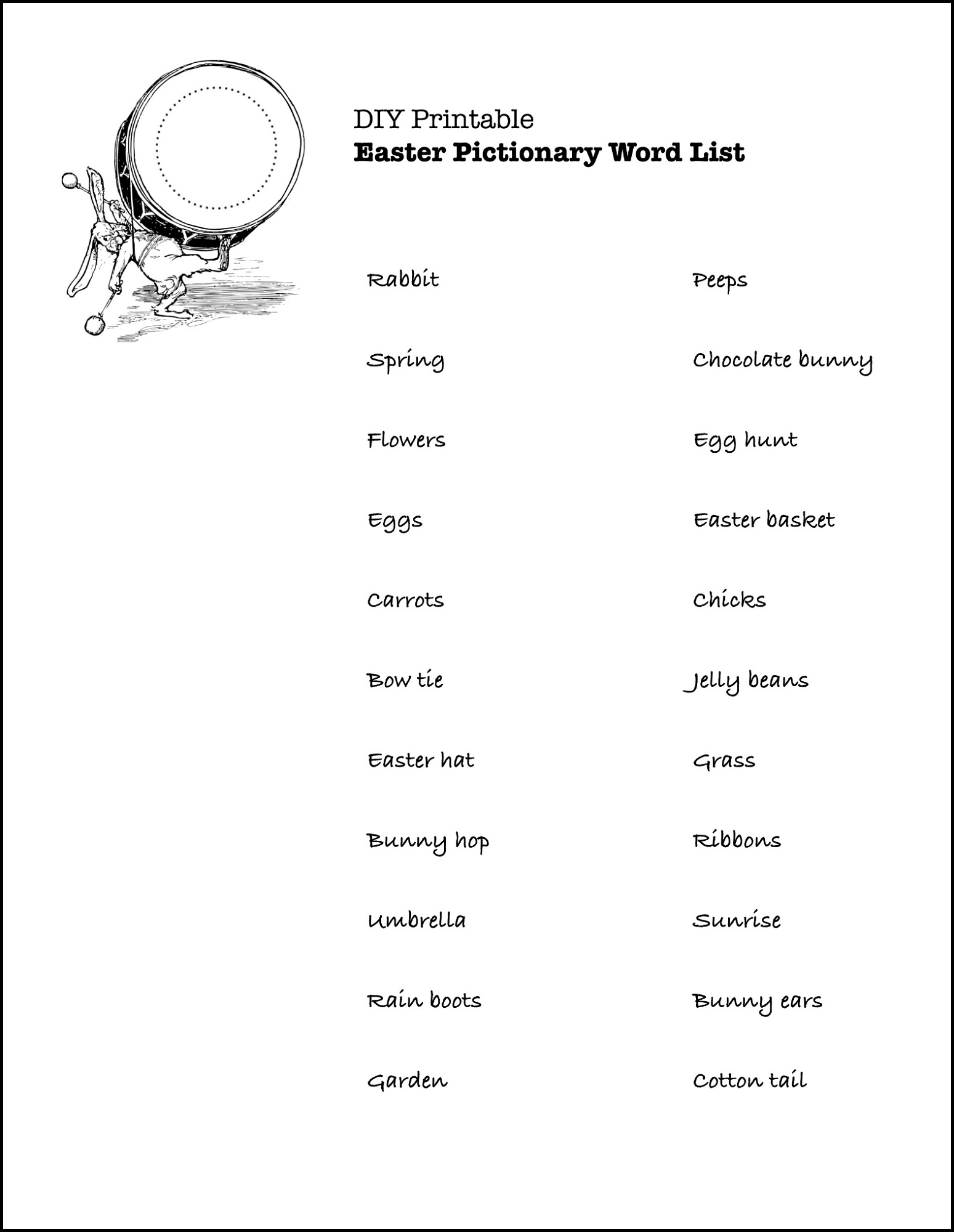 Pictionary Word List Printable Printable World Holiday