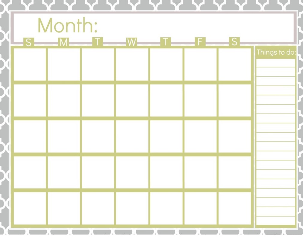 Free Printable Blank Calendar Template For Kids