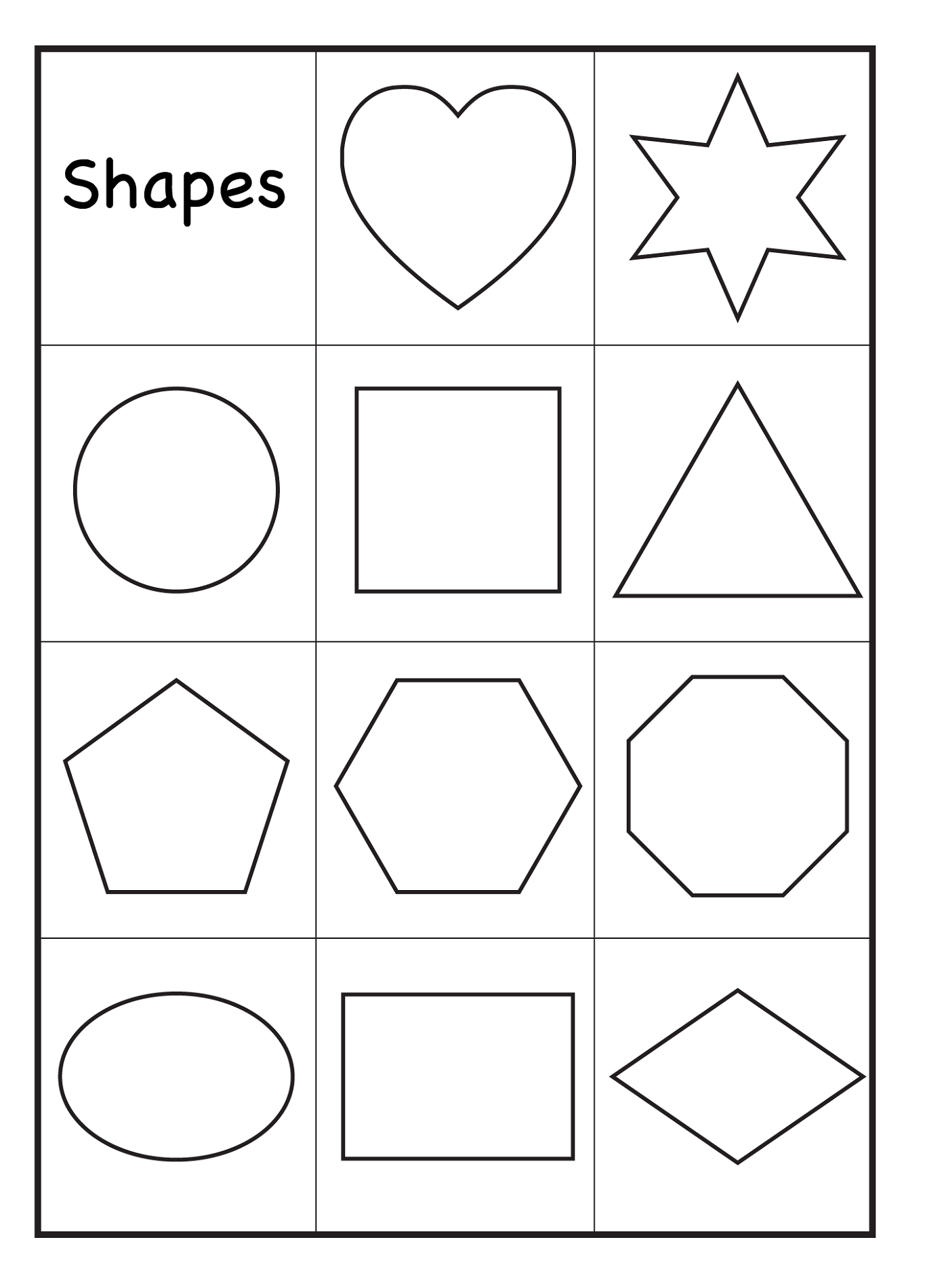 math shapes for kindergarten worksheets