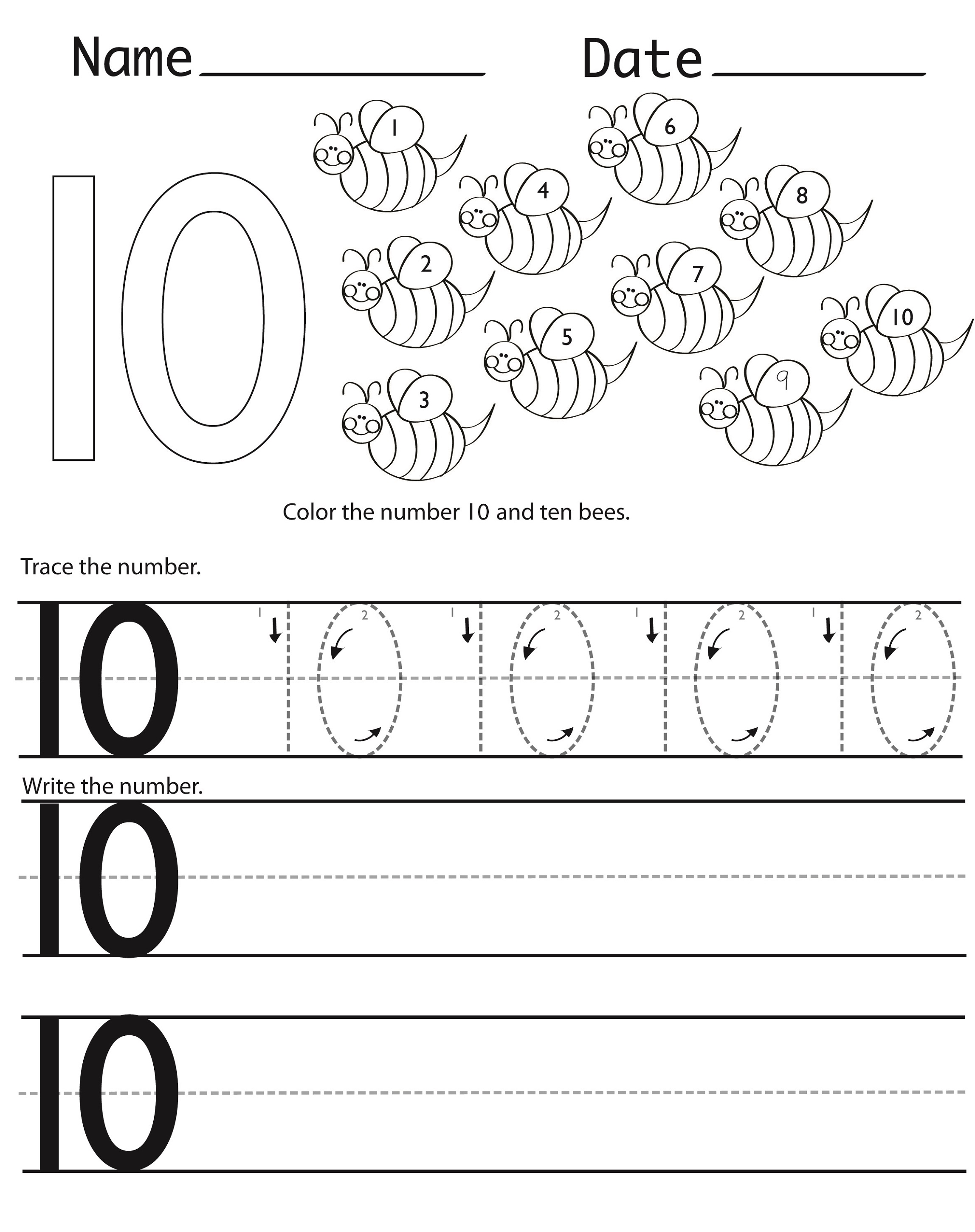 Preschool Number Worksheets Printable Free