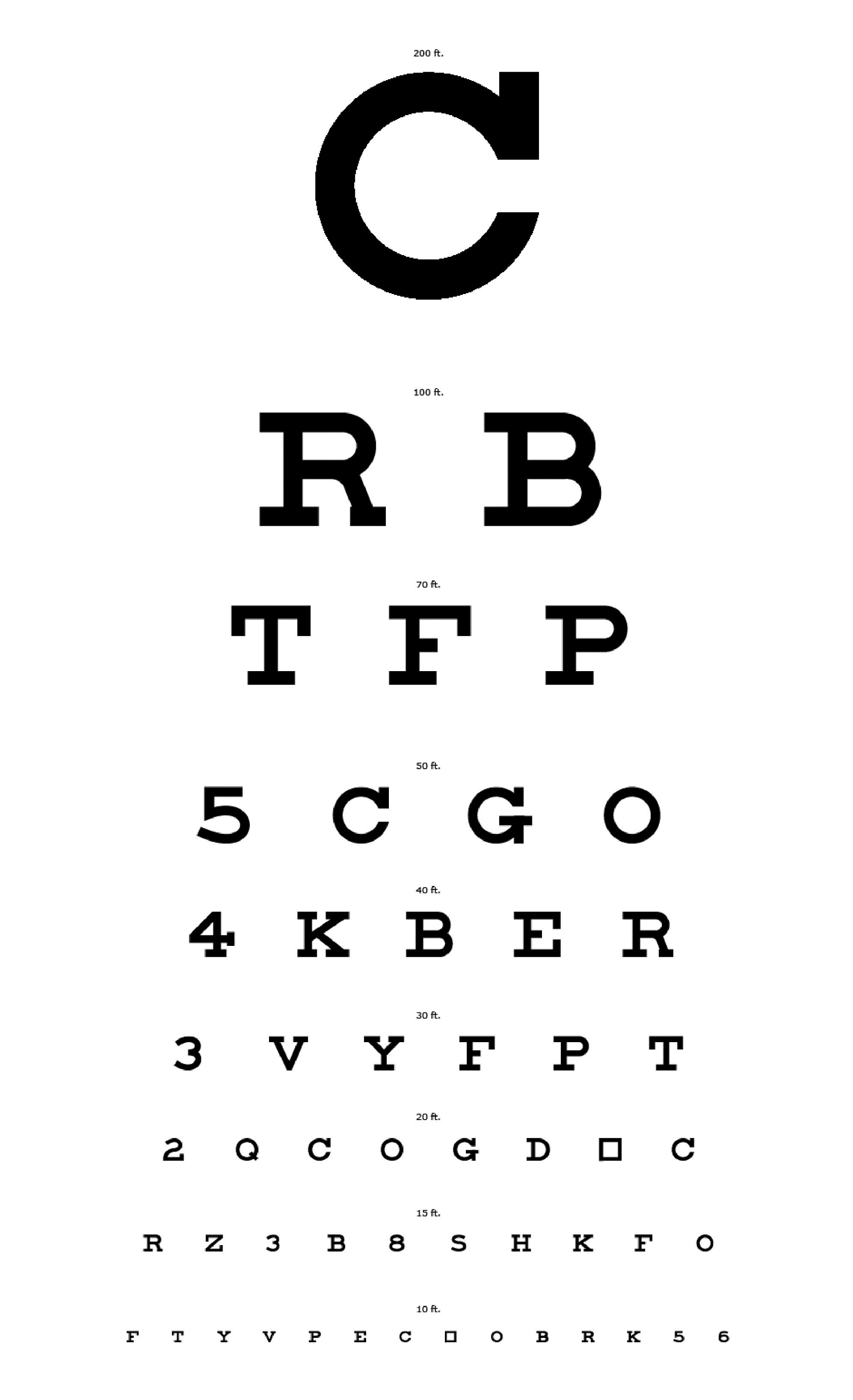 Snellen Eye Chart Printable