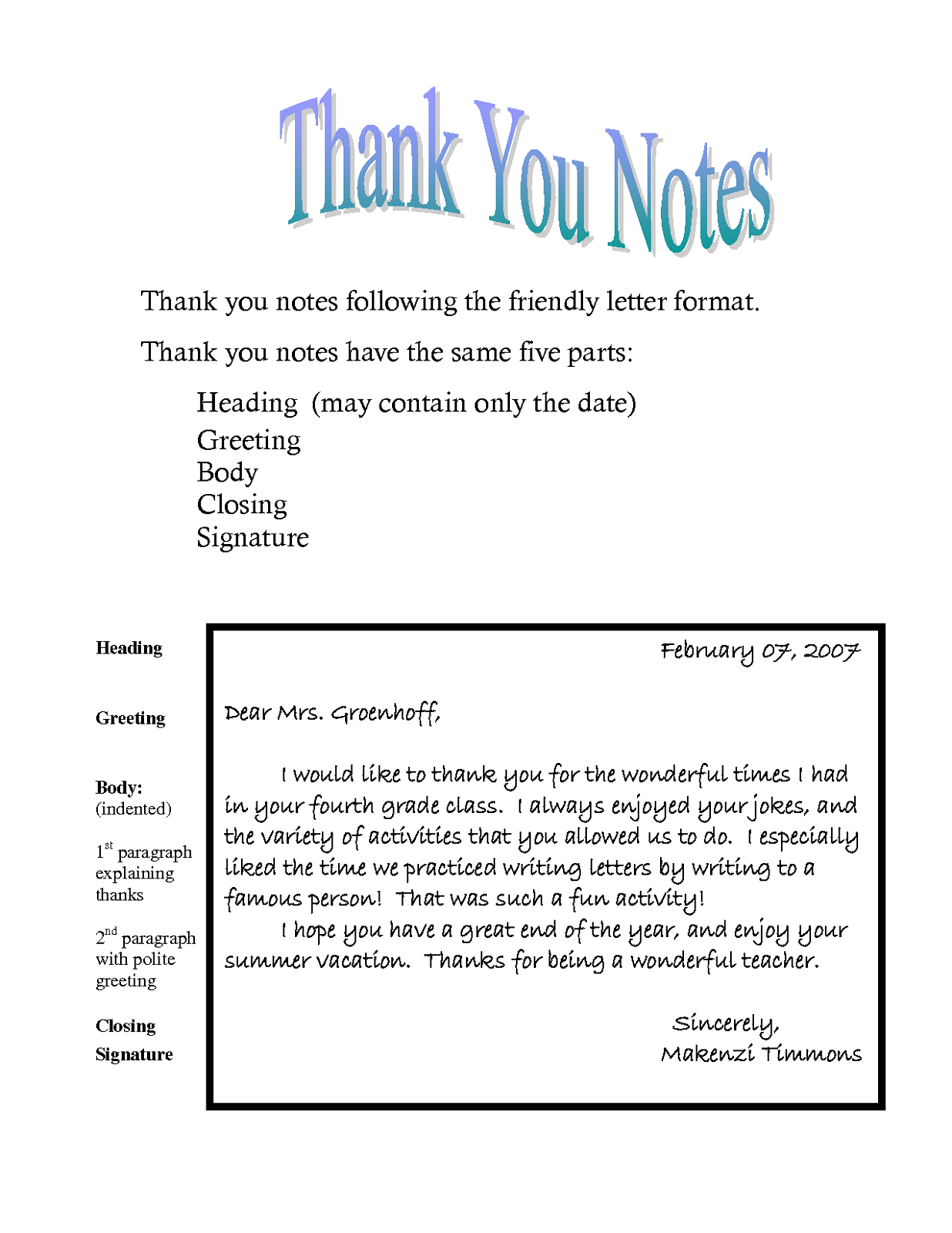 Thank You Notes Templates Activity Shelter