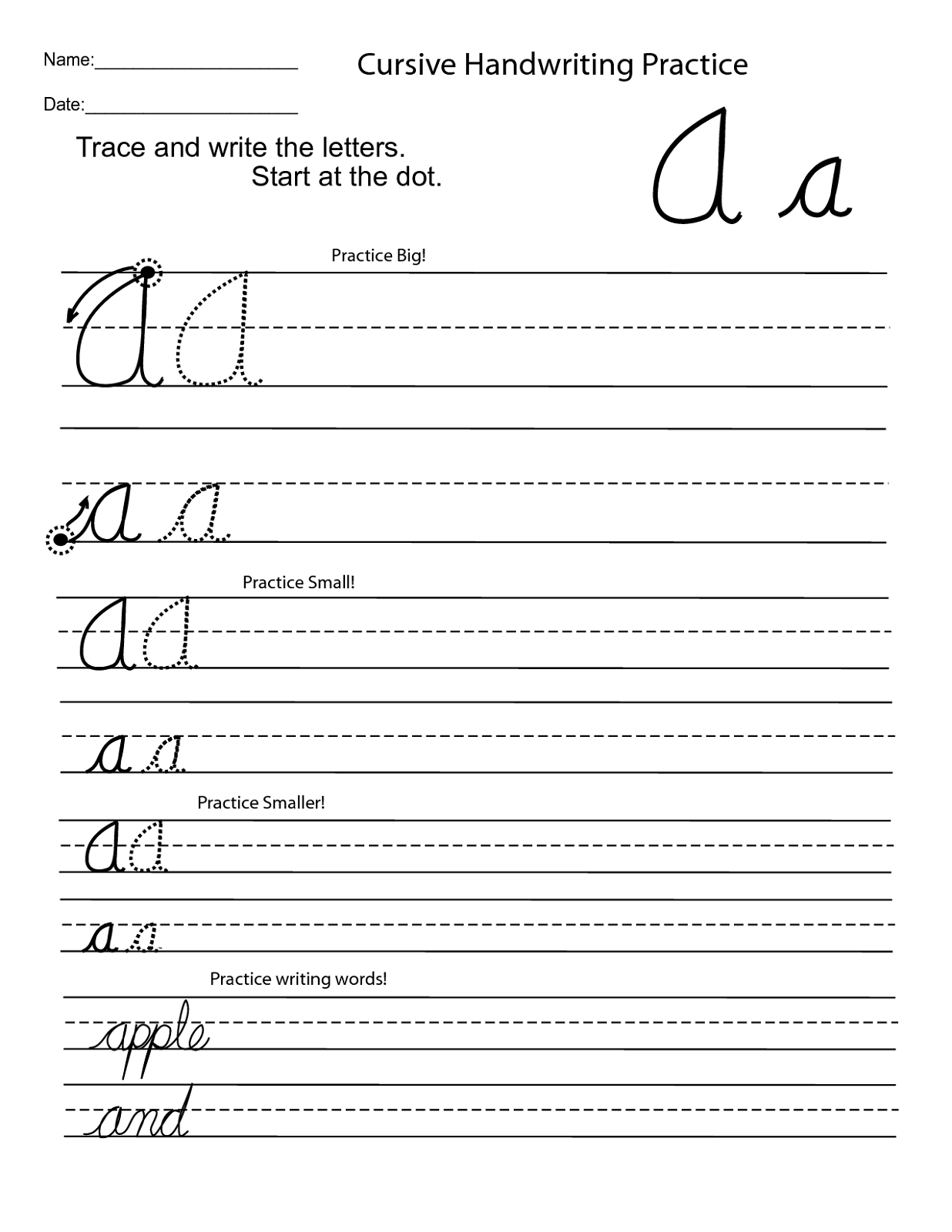 Cursive Writing Practice Worksheet Printable Worksheets For Kids 