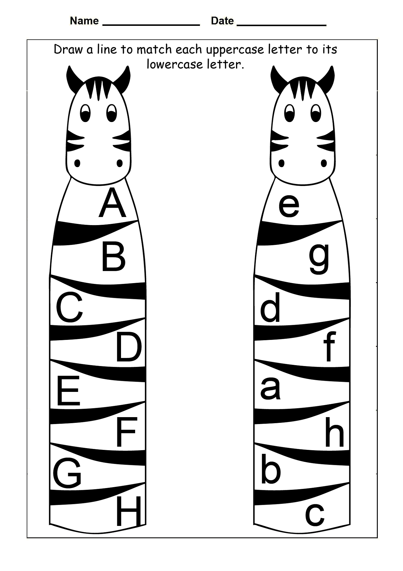 Matching Uppercase And Lowercase Letters Worksheet