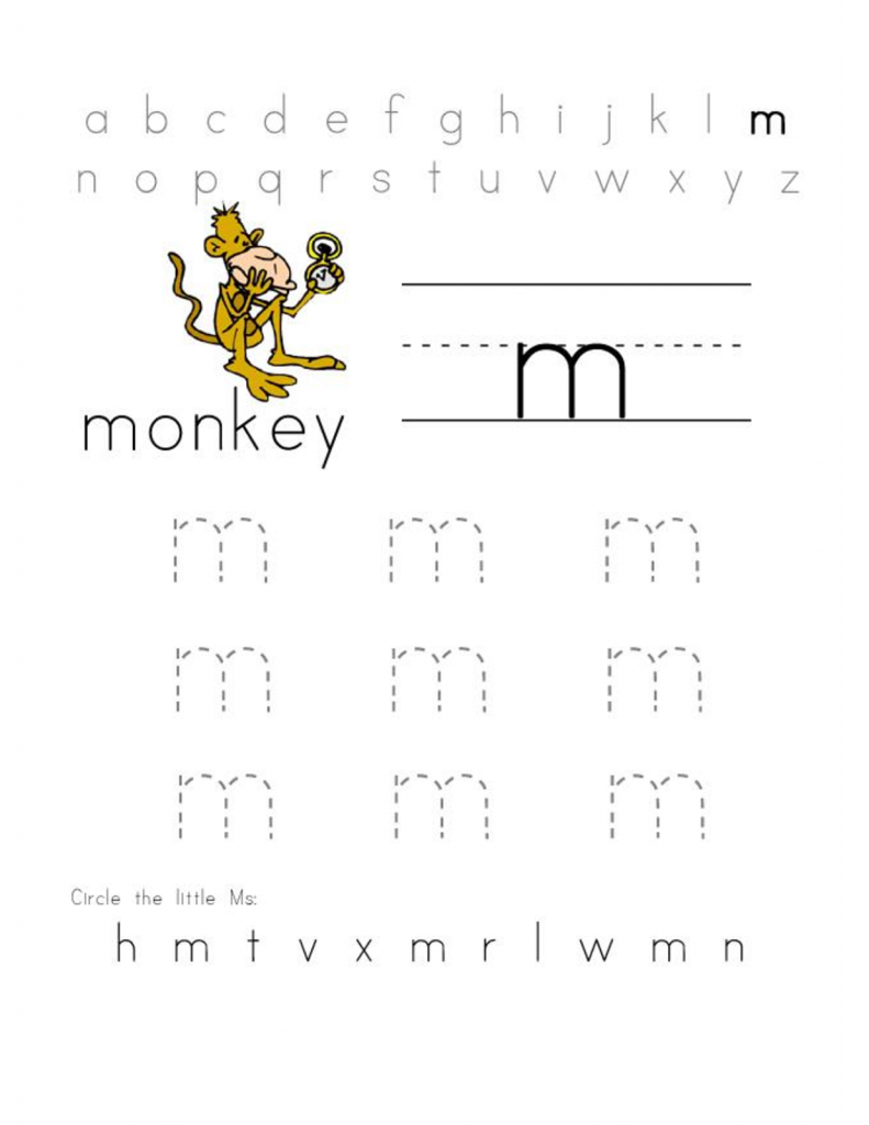 Tracing Letter M Worksheets Kindergarten Tracinglettersworksheetscom Tracing Letter M 