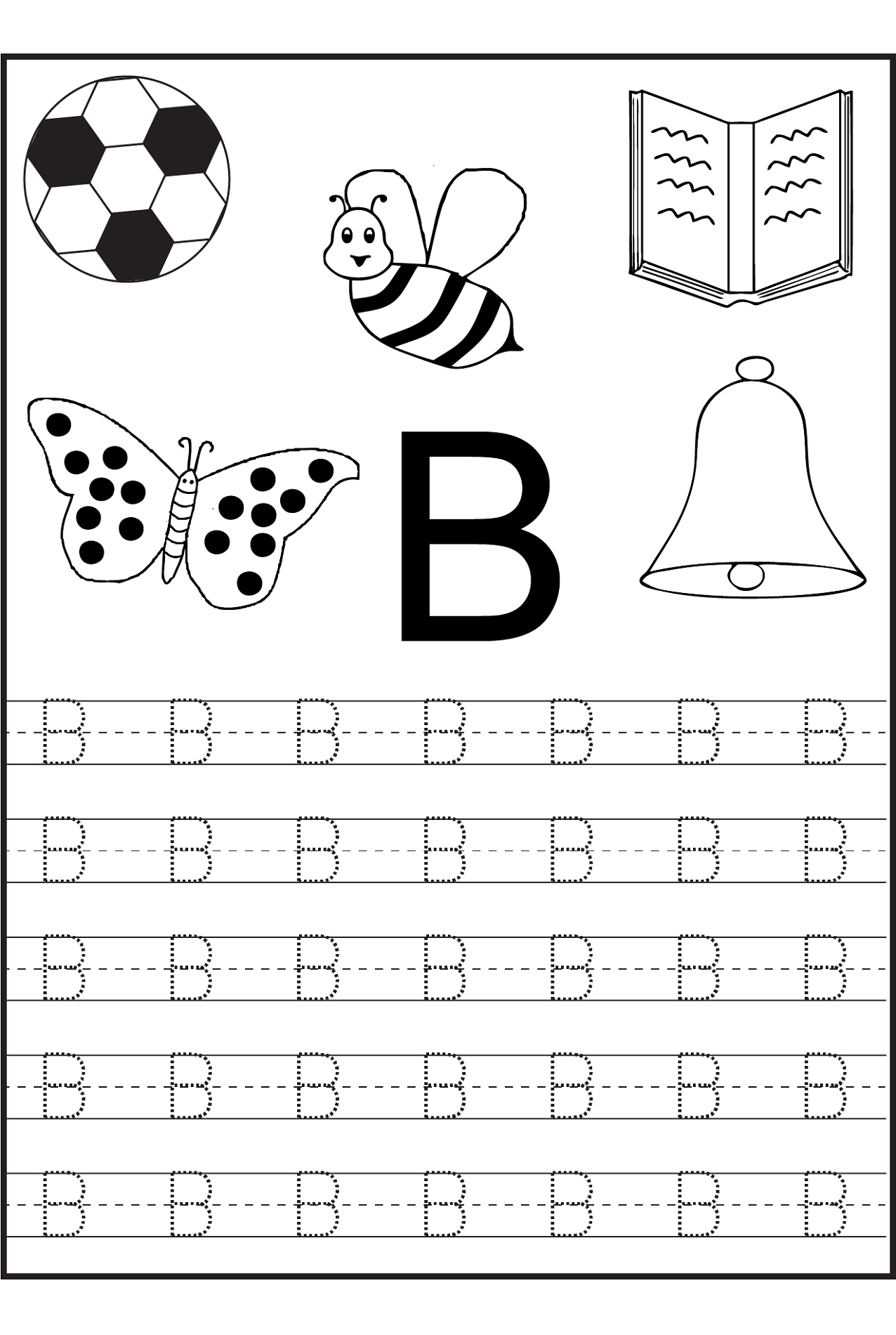 printable letter b tracing worksheets for preschool alphabet - free ...