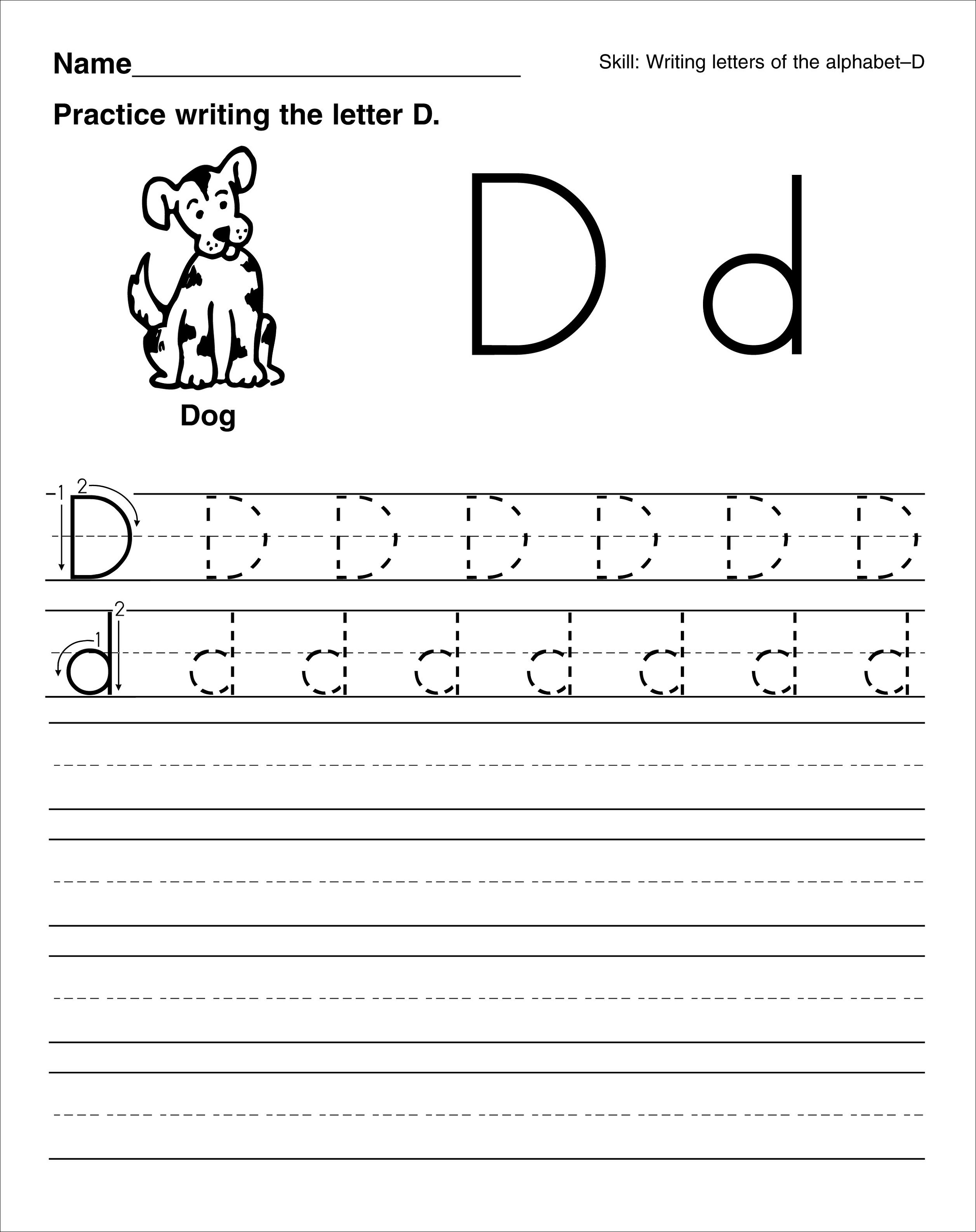 Trace Letter D Worksheets  Activity Shelter Intended For Letter D Worksheet For Preschool
